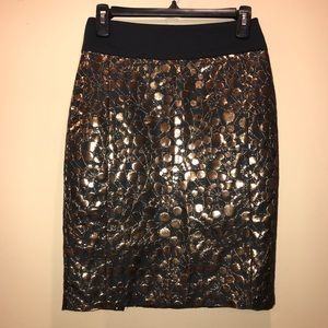 The Limited — Black/Gold metallic Pencil skirt